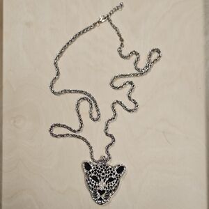 Silver Leopard Pendant Necklace
